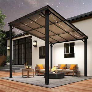 Pérgola de aluminio resistente a la oxidación con techo de policarbonato UV, fijada a la pared, de 10x8 pies, modelo YSGB1008, del fabricante. - Product Image 4