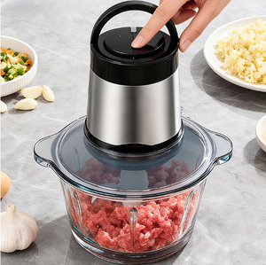 Procesador de Alimentos, Picadora de Alimentos de 2 Velocidades, Molinillo de Carne con Recipientes de Acero Inoxidable y Vidrio, Función de Apagado Automático con Botón Mejorado - Product Image 1
