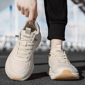 Bestseller Men Wide Toe Leather Running Shoes <b>Popcorn</b> Cushion Wide Last Casual Commute Sneakers For Autumn Winter - Product Image 3