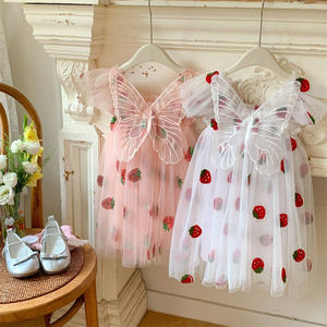 Vestidos <span class=keywords><strong>de</strong></span> Verano con Mangas Voladoras para Niñas, Vestido <span class=keywords><strong>de</strong></span> Verano con Estampado <span class=keywords><strong>de</strong></span> Fresas para Niñas - Product Image 2