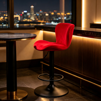 Tabourets de bar de luxe en velours rouge, pivotants, hauteur réglable, avec repose-pieds, pour bar à domicile contemporain