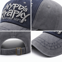 Gorra de Béisbol de Mezclilla Vintage Lavada al por Mayor, Bicolor, con Bordado 3D, Seis Paneles, Ajustable, Unisex