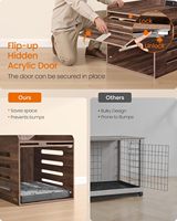 Table d'appoint en bois pour chien avec porte acrylique escamotable, niche pour chien avec station de charge et coussin
