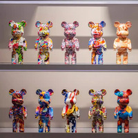 Sculpture personnalisée en résine époxy Ours Violent, Art populaire, Ornement lavable haut de gamme de luxe, Décoration de maison en blocs de construction style célébrité internet