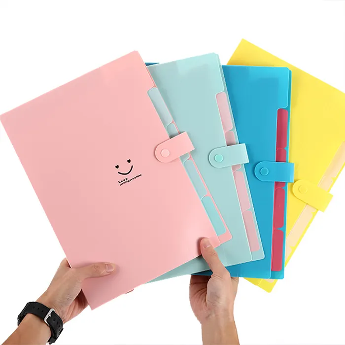 Ukuran Huruf A4 Senyum PP Memperluas Dompet Organizer File Folder dengan Tab