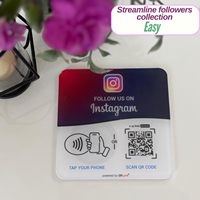 Placa Acrílica NFC con Código QR para Interacción en Redes Sociales de Instagram, Conexión Rápida de Perfil, Diseño Cuadrado para Montaje en Pared, Sin Aplicación