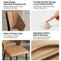 Chaise de salle à manger sans accoudoirs bicolore avec dossier incurvé à couture centrale et pieds en métal pour scénarios contemporains de café, hôtel et restaurant