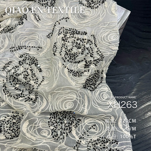 Robe d'été <span class=keywords><strong>en</strong></span> <span class=keywords><strong>mousseline</strong></span> de soie Tencel avec breloque à l'encre Broderie de roses Tissu de broderie de perles tridimensionnelles Style flammé pour filles - Product Image 2