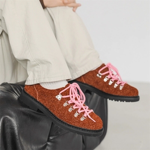 Scarpe Derby Unisex in Pelle Scamosciata con Lacci e Pelliccia, Stile Retrò, Taglie Grandi, per Uomo e Donna - Product Image 1