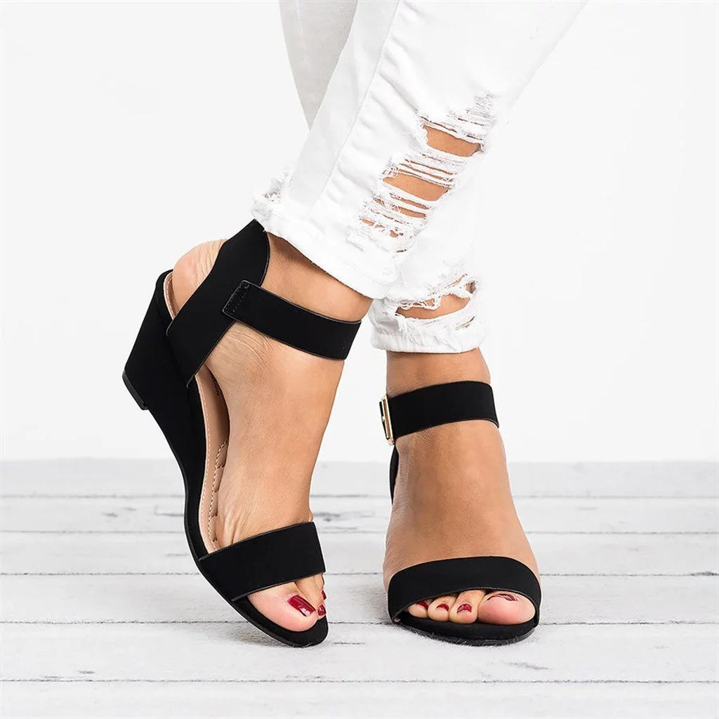 2024 Spring and Summer Women's Peep Toe High Heel Wedge Sandals