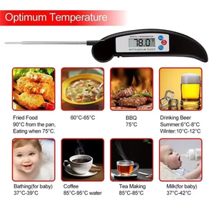 Thermomètre numérique pliable 2026 SW NOIR ROUGE pour <span class=keywords><strong>cuisson</strong></span> de viande (viande de veau, <span class=keywords><strong>poulet</strong></span>) avec écran LCD – Nouveauté - Product Image 3