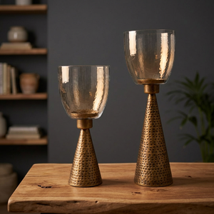 Trend Alert Handmade Candle Stand Set With <b>Glass</b> <b>Shades</b> For Home Decoration - Product Image 6