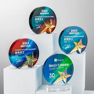 Nuevo diseño Impresión en color Premio de cristal Reconocimiento Trofeo personalizado Regalos para el aniversario de la empresa
