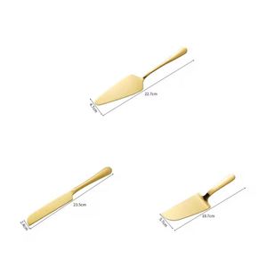 Custom Color Stainless Steel Coffee Cake Bread Knife Spatula <b>Set</b> 3Pcs <b>Set</b> Pizza Spatula Kitchen <b>Baking</b> Tools Cutlery <b>Sets</b> - Product Image 2