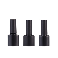 Flacon de vernis à ongles en plastique plat noir mat élégant de 5/7/8 ml avec pinceau, emballage de gel à ongles anti-fuite