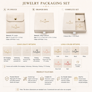 Custom Drawer Jewelry <b>Box</b> with PU Pouch Set Luxury Jewelry Packaging for Ring Necklace <b>Earrings</b> gift store and jewelry brands - Product Image 3