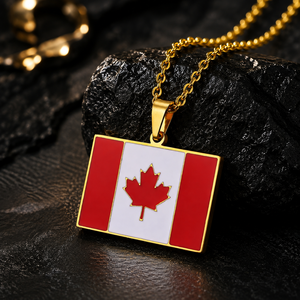 Collar con Colgante de la Bandera de Canadá Chapado en Oro de 18K al por Mayor, Hoja de Arce Roja y Blanca, Recuerdo Patriótico Canadiense, Joyería Unisex - Product Image 4