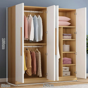 خزانة ملابس خشبية لتخزين الملابس، دولاب غرفة نوم كبير بمنظم وأبواب - Product Image 3