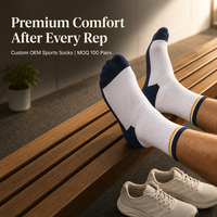 Chaussettes de sport confortables de qualité supérieure, chaussettes athlétiques personnalisées OEM, chaussettes de style de vie, vente en gros de 100 paires