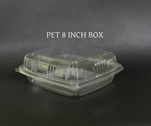 Boîte à gâteau jetable pour salade de fruits coupés PET de 8 pouces, emballage à emporter carré transparent à charnière, récipient alimentaire en plastique PET inviolable - Product Image 4