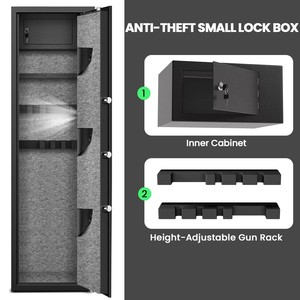 Caja Fuerte de Acero Laminado en Frío, Montaje en Pared, con Cerradura Electrónica Digital y de Llave, Almacenamiento de Artículos Defensivos, Bóveda Resistente con Capacidad para 5-6 Armas - Product Image 5