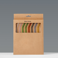 Paille à cocktail en verre écologique à courbure droite accessoire de bar jetable en couleur claire emballé dans des sacs
