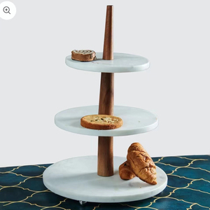 Factory <strong>Dessert</strong> Plates 3 Tiers Marble Cake Stand Cake <strong>Tray</strong> for Housewarming Birthday Party Wedding - Product Image 4