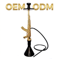 Chicha en aluminium sculptée en forme de fusil AK47, grande, moderne et créative, style arabe, ensemble complet, durable, écologique, artisanale, pour bar