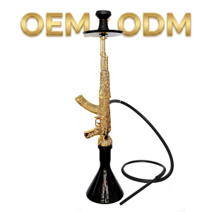 <span class=keywords><strong>Chicha</strong></span> en aluminium sculptée en forme de fusil <span class=keywords><strong>AK47</strong></span>, grande, moderne et créative, style arabe, ensemble complet, durable, écologique, artisanale, pour bar - Product Image 1