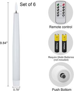 3D Real Flame Paraffin Wax 5 Hours <b>Timer</b> Green LED Taper Candle Home Decoration 10 Key Remote Control Weddings Birthdays - Product Image 4