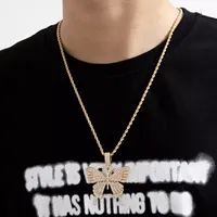 Tianshixin — collier à corde torsadée, style bohème, bijoux glacé, grand bijoux, en forme de papillon, CZ Bling, brillant, pour femmes