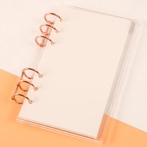 Nuevo Anillador DIY de 6 Anillas Redondas de Metal Dorado Impermeable para Hojas Sueltas, con Papeles Interiores Forrados, A5 <span class=keywords><strong>A6</strong></span>, Cubierta Transparente de Acrílico para Cuaderno - Product Image 3
