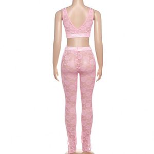 Nuovi arrivi 2025 <span class=keywords><strong>Boutique</strong></span> Set di pantaloni di pizzo Sexy a due pezzi da <span class=keywords><strong>donna</strong></span> di buona qualità - Product Image 5