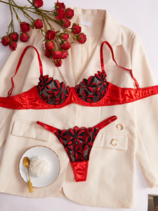 New Hot Selling <b>Sexy</b> Rose French Embroidered Flower Underwear Women's Two Piece <b>Set</b> <b>Sexy</b> Lingerie Girl Underwear and <b>Bra</b> <b>Set</b> - Product Image 6