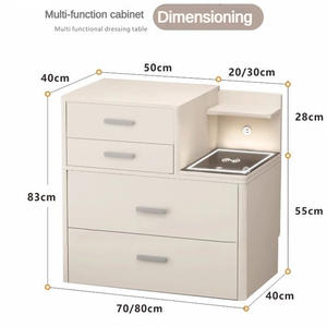 Coiffeuse multifonctionnelle avec chargeur, commodes <span class=keywords><strong>de</strong></span> rangement, miroir LED <span class=keywords><strong>et</strong></span> <span class=keywords><strong>table</strong></span> <span class=keywords><strong>de</strong></span> maquillage relevable pour <span class=keywords><strong>chevet</strong></span> - Product Image 6