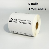 Boîte de 5 rouleaux d'étiquettes thermiques vierges compatibles de haute qualité 4 x 2 pouces, 3750 étiquettes au total