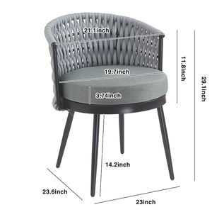 Modern Outdoor Dining Chair-<b>Rope</b> <b>Light</b> Gray Cushion Waterproof Weather-Resistant Patio Furniture with Wood Legs MP2 Set 2 - Product Image 4