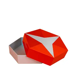 Die innovative kundenspezifische orangefarbene Polygon-Box ist eine einzigartige und stilvolle Lösung