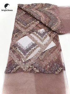 Thiết Kế Mới Sexy Phi Sáng Bóng Thêu Ren Vải Nhiều Màu Bead Sequin Cho Đám Cưới Và Bên Dresses - Product Image 2