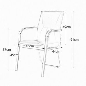 Ghế tiếp khách văn phòng da PU đen có tay vịn cố định - Ghế hội nghị hiện đại cho văn phòng/phòng họp - Product Image 4