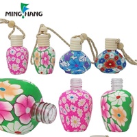 Argile polymère décoration de voiture odeur parfum désodorisant pendentif verre parfum suspendu diffuseur bouteille