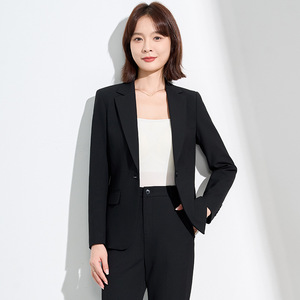 Women's Formal Suit Set Polyester Woven Anti-Wrinkle Straight Silhouette Notched Neckline Natural Waistline For Job Interviews - Product Image 2