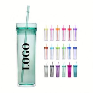 Wholesale Customizable Eco Friendly 16Oz Clear Colors <b>Plastic</b> Tumbler Cups for Beer Juice <b>Drinking</b> With Lids & <b>Straws</b> - Product Image 1