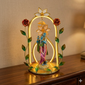 Statue artisanale en fer forgé du Dieu Krishna, impression en relief 3D complète |   Lumière LED |   Pièce décorative Krishna |   Spirituel - Product Image 2