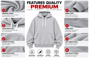 Sweat à capuche oversize pour femme 100 % coton molletonné gris uni longueur standard avec poche avant respirant tricoté pour l'automne - Product Image 6