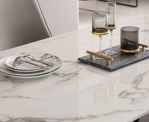 Mesa de comedor sencilla y moderna rectangular de mármol nórdico, mesa de comedor de madera de lujo ligera para el hogar - Product Image 6