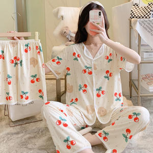 Pijamas Mujer Verano Manga corta Tres piezas Internet Popular Ins Estilo Dulce y Linda Ropa para el hogar - Product Image 1