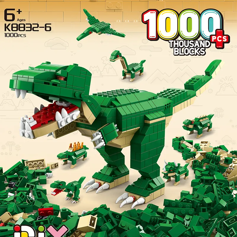 Nieuwe Custom Logo 1000Pcs Creatieve Kids Educatief Bakstenen Speelgoed Dinosaurus Bouwsteen Set Voor Jongen