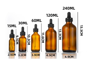 Confezione di olio essenziale per capelli 120ml da 60ml da 4 once flacone contagocce tondo ambra Boston in vetro con tappo a pipetta di colore bianco - Product Image 4
