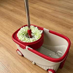 Mopa con Cubeta, Plegable, sin Necesidad de Lavar a <span class=keywords><strong>Mano</strong></span>, con Polea y Barra de Tracción, Almohadilla de Microfibra, Cesta de Plástico - Product Image 4